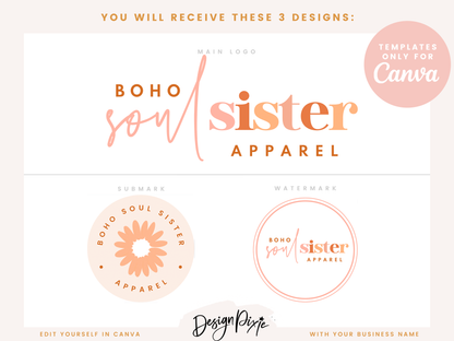 Boho Soul Sister Logo Template