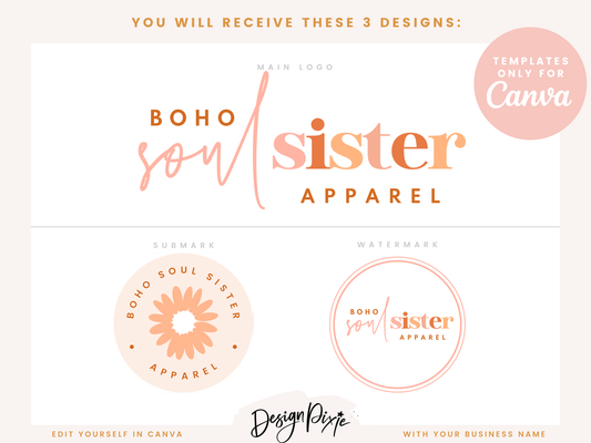 Boho Soul Sister Logo Template