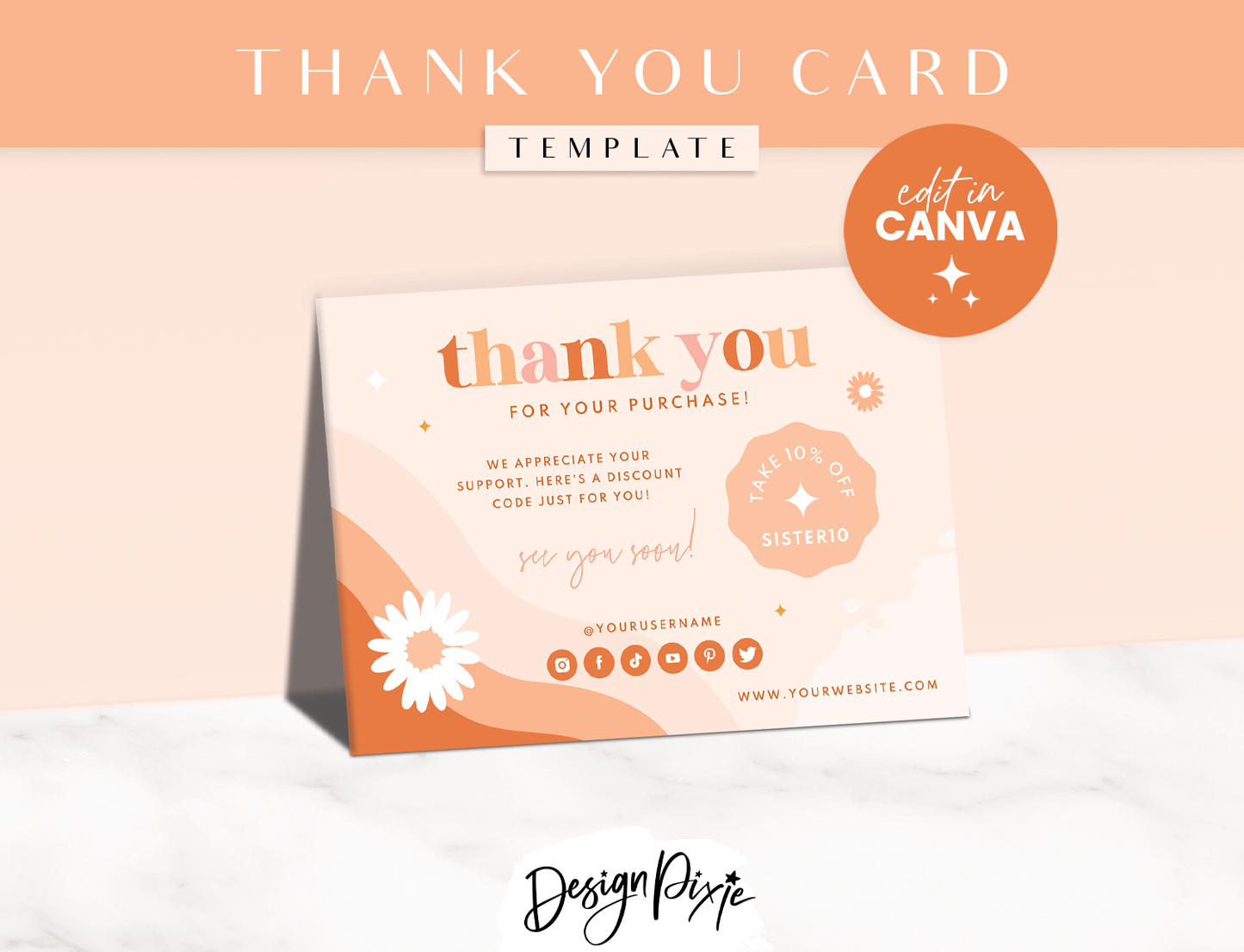 Thank You Card Template - Boho Soul Sister