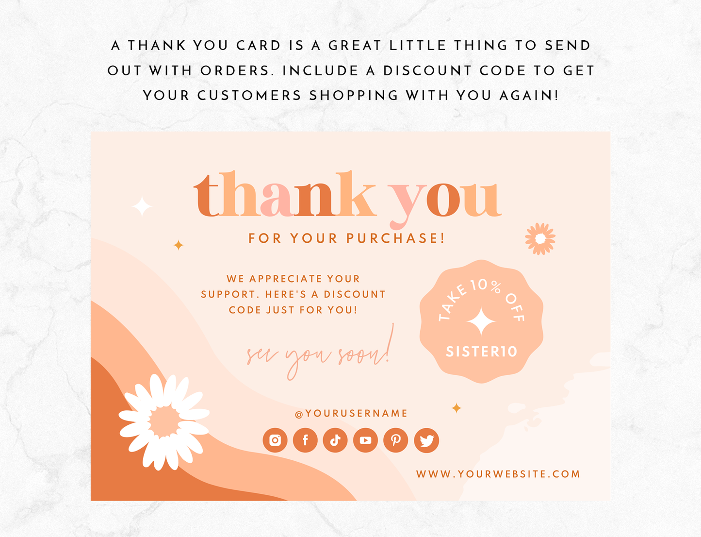 Thank You Card Template - Boho Soul Sister
