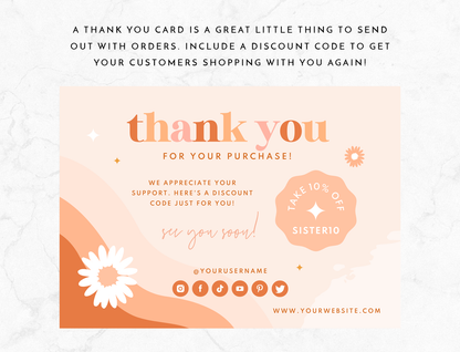 Thank You Card Template - Boho Soul Sister