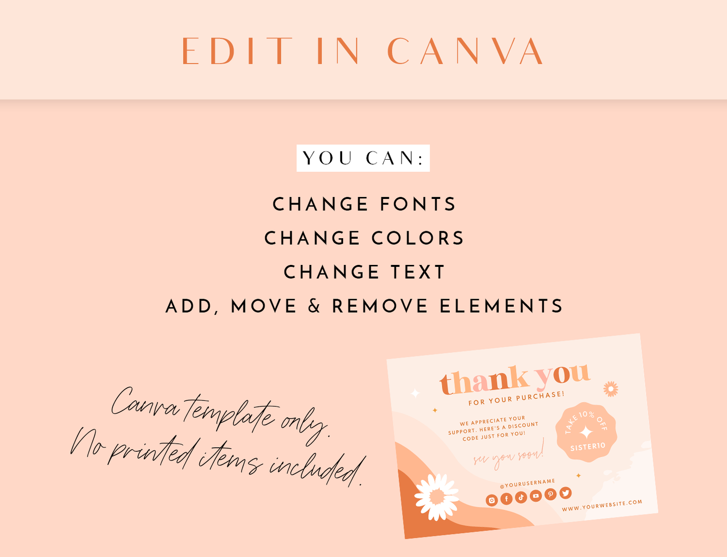 Thank You Card Template - Boho Soul Sister